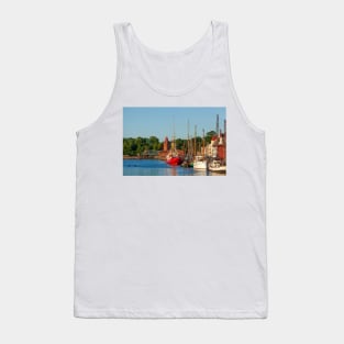 Museum ships on the Untertrave in the evening light, Lübeck, Schleswig-Holstein, Germany, Europe Tank Top